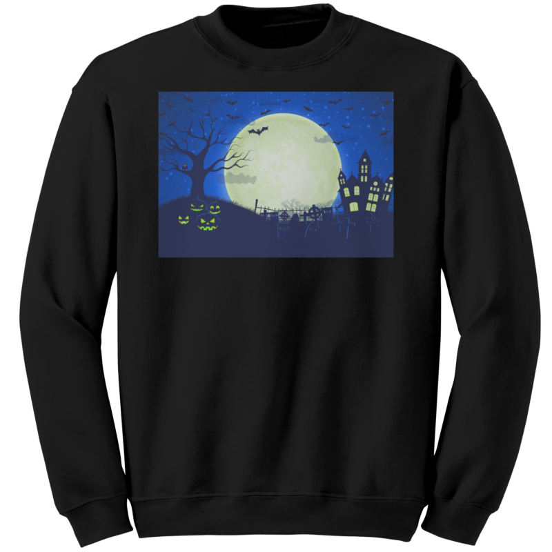 Gildan Crewneck Halloween Sweatshirt Black Mockup 1