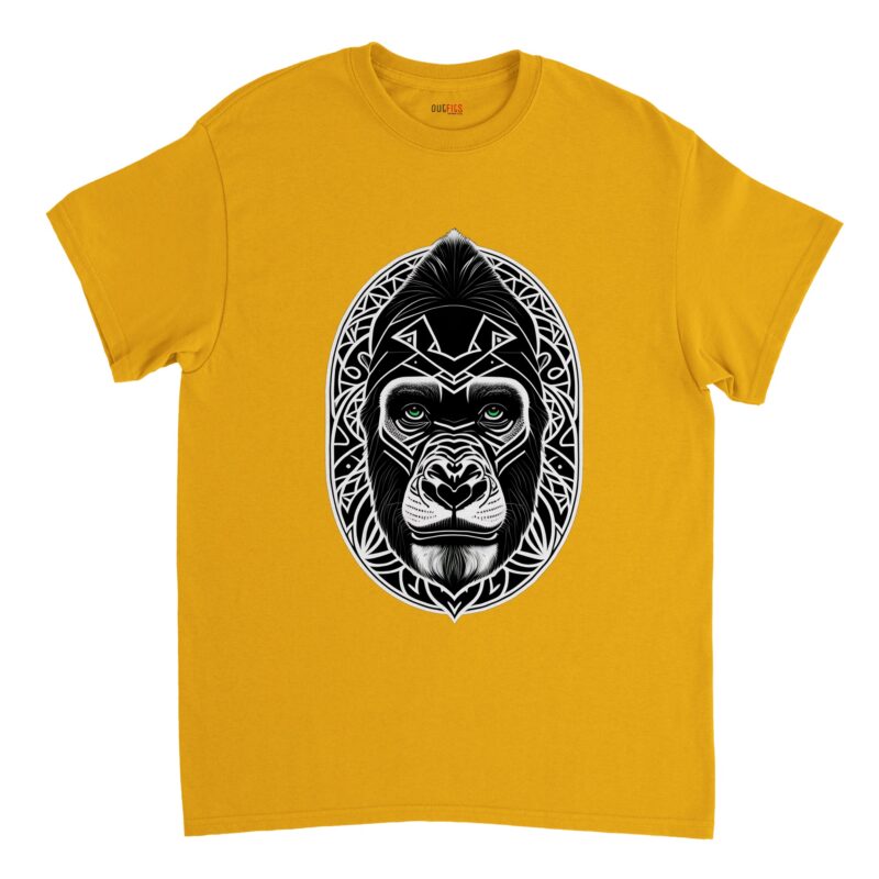 Brave Ape t-shirt | Monkey Lover t-shirts | Gold Yellow color t-shirts | Animal Lover Ape t-shirts - Outfits