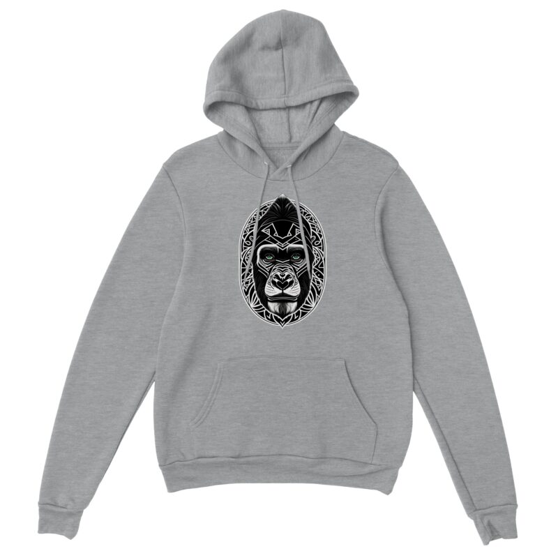 Brave Ape t-shirt full hand hoodies | Monkey full hand hoodies | Simple Grey color hoodies | Animal Lover Ape t-shirt - Outfits