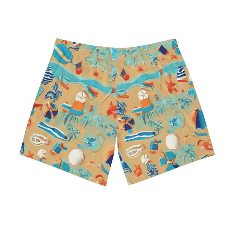 Men's Elastic Waist Beach Shorts with Pockets