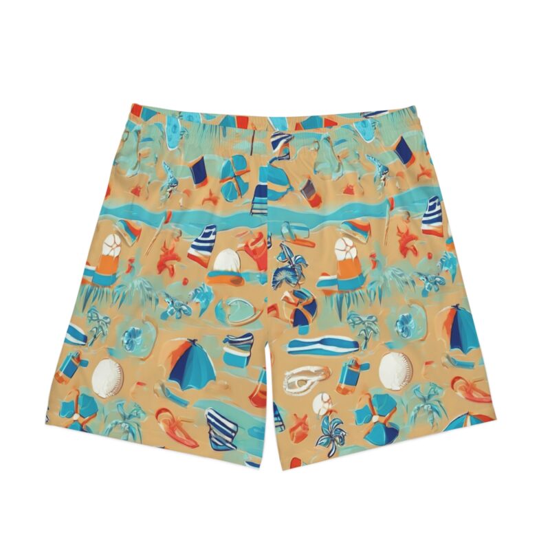 Men's Elastic Waist Beach Shorts with Pockets